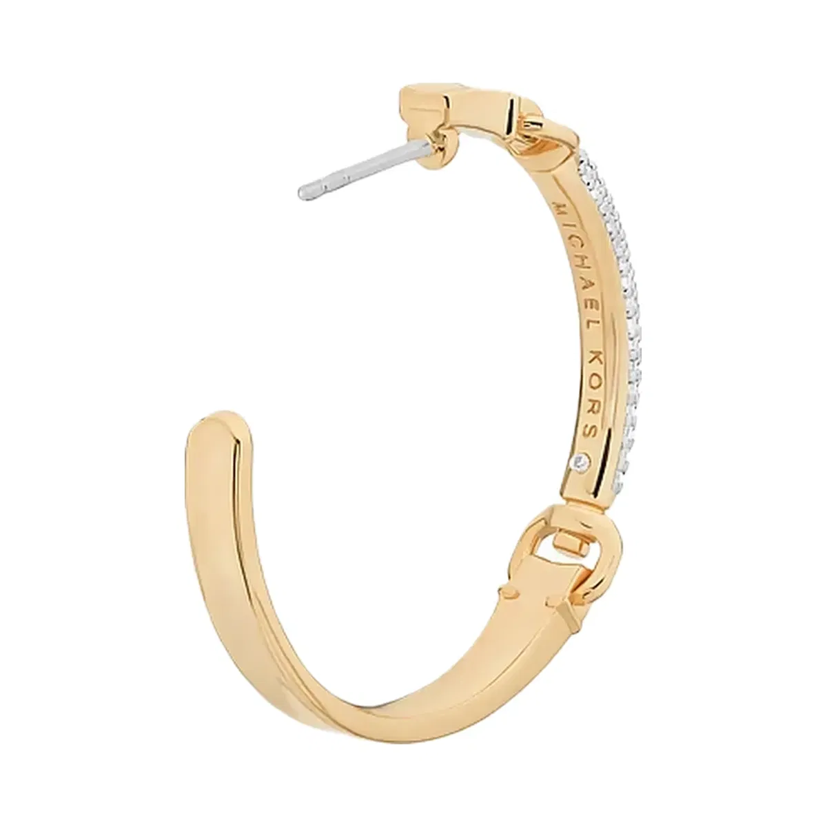 Michael Kors Pavé Horsebit Hoop Earrings Gold