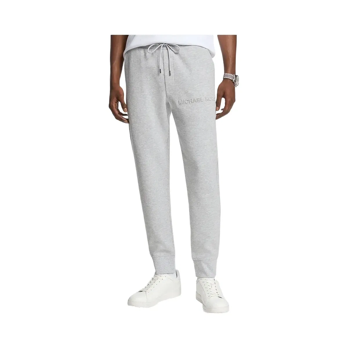 Michael Kors Embossed Logo Cotton Blend Joggers Heather Grey