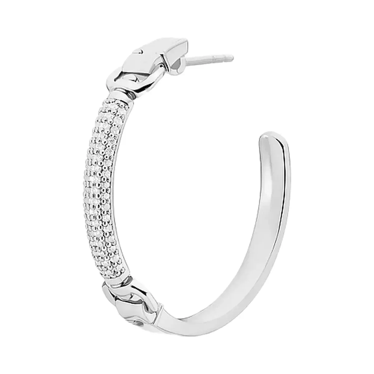 Michael Kors Pavé Horsebit Hoop Earrings Silver
