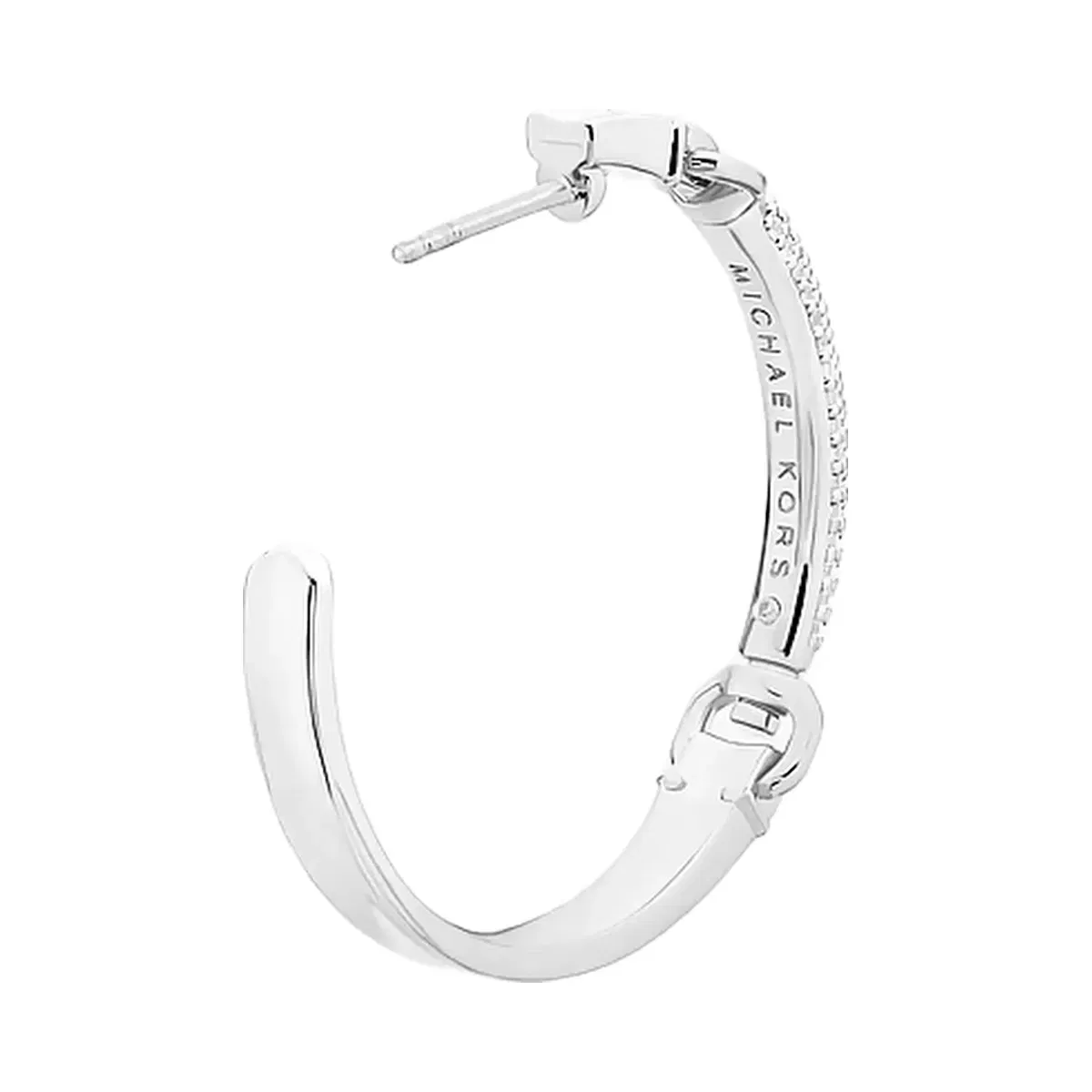 Michael Kors Pavé Horsebit Hoop Earrings Silver