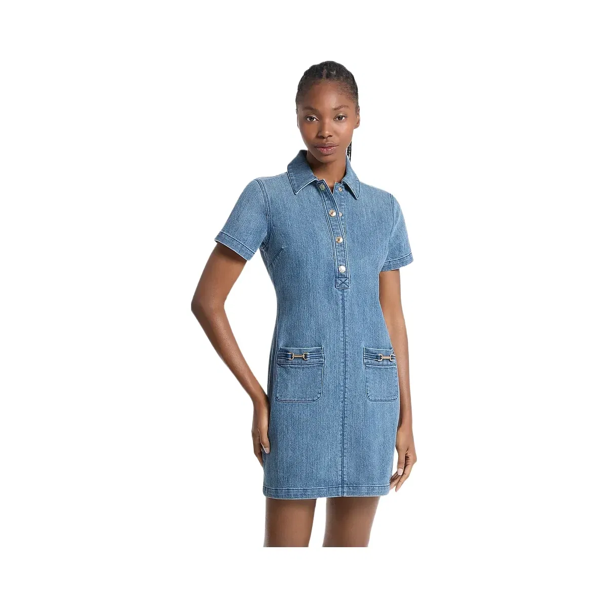 Michael Kors Carson Denim Mini Dress Dusk Blue Wash