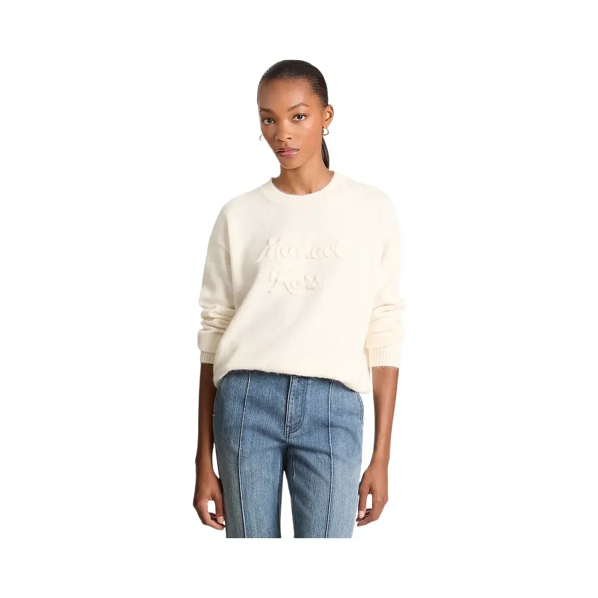Michael Kors Logo Appliqué Knit Sweater Bone