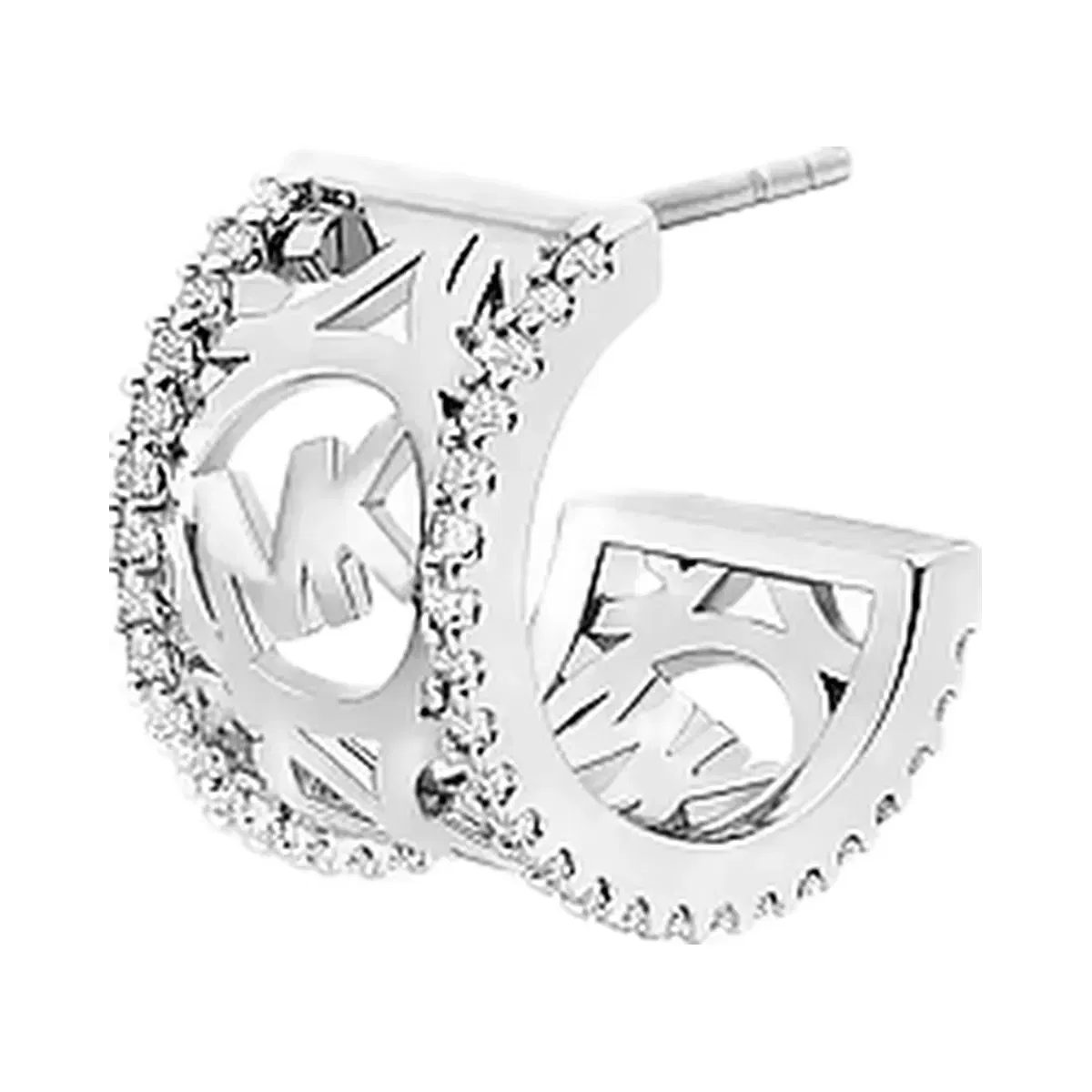 Michael Kors Pavé Logo Huggie Earrings Silver