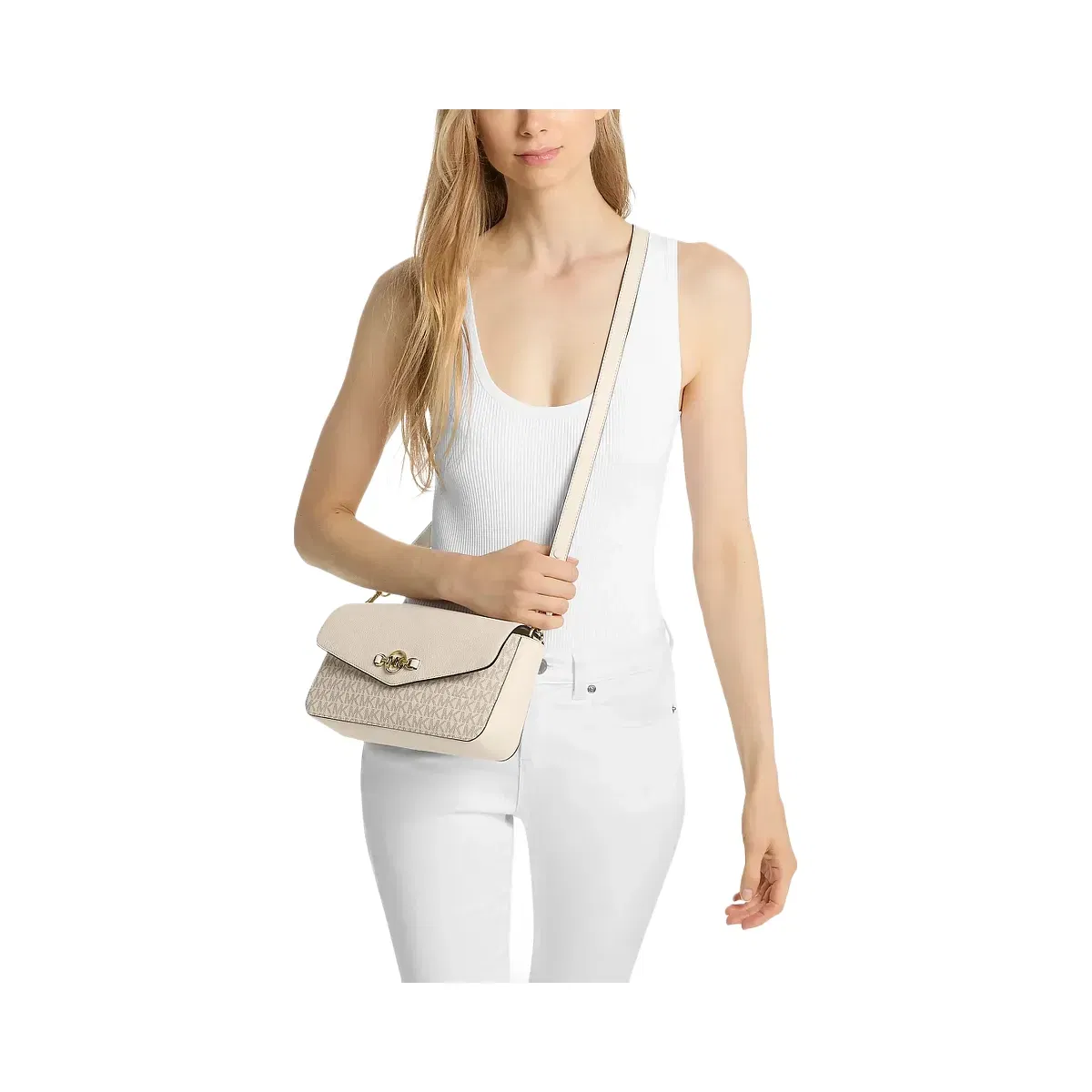 Michael Kors Kacey Medium Signature Logo Shoulder Bag Lt Crm Multi