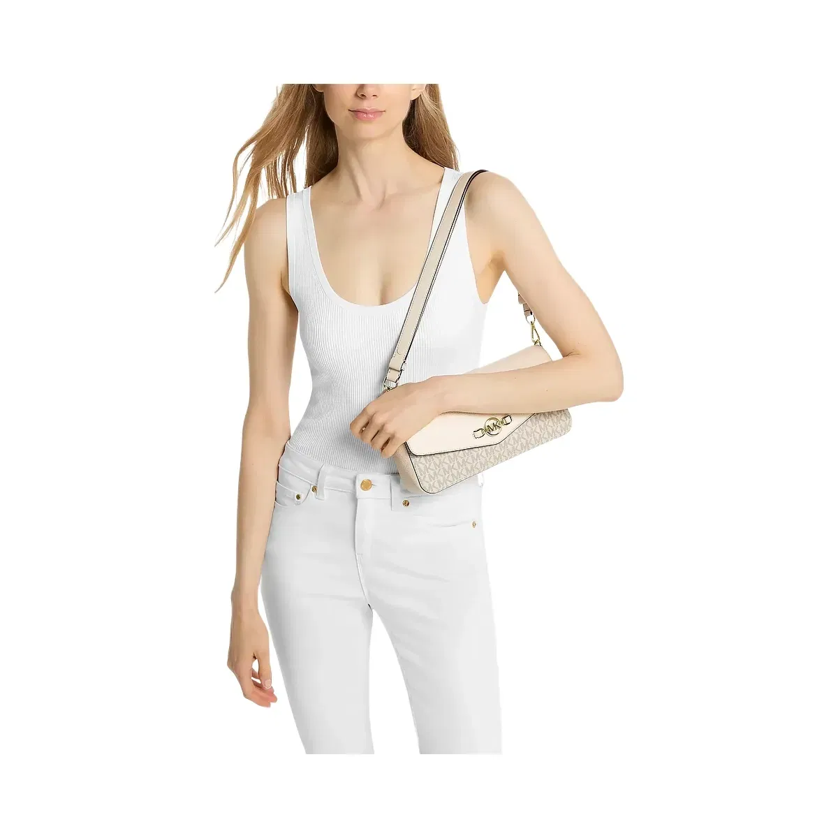 Michael Kors Kacey Medium Signature Logo Shoulder Bag Lt Crm Multi