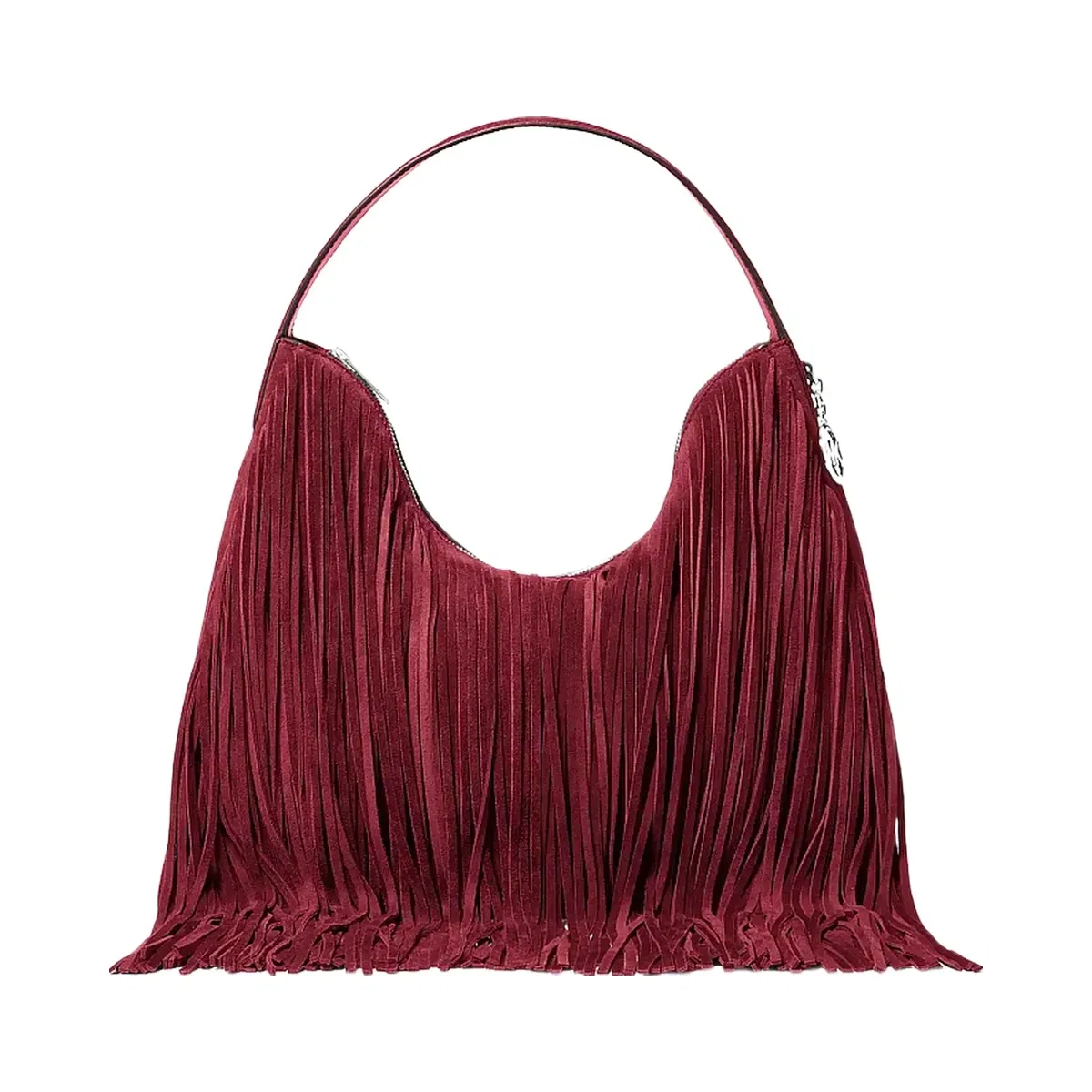 Michael Kors Nayla Medium Fringed Hobo Shoulder Bag Maroon