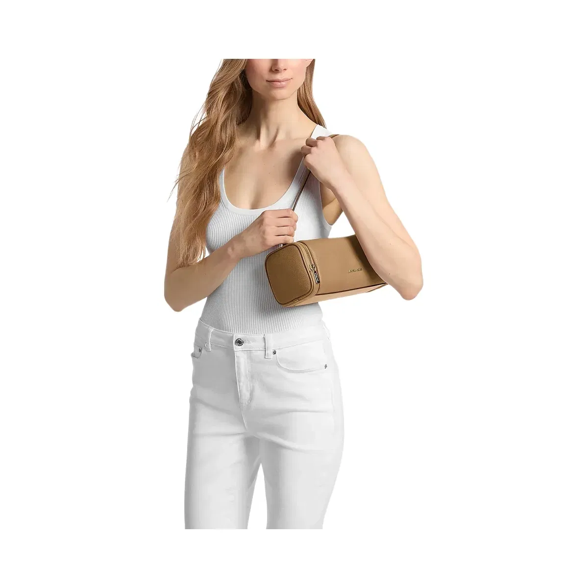 Michael Kors Jet Set Travel Small Pebbled Leather Convertible Crossbody Bag Camel