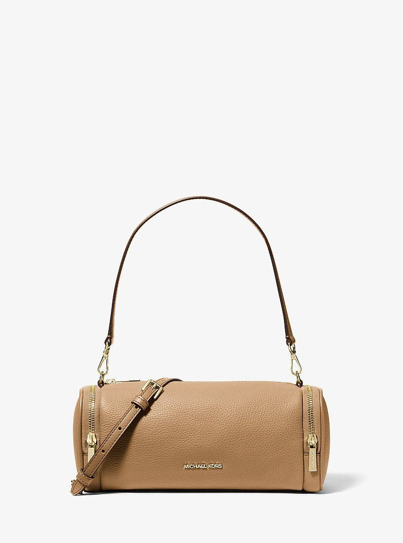 Michael Kors Jet Set Travel Small Pebbled Leather Convertible Crossbody Bag Camel