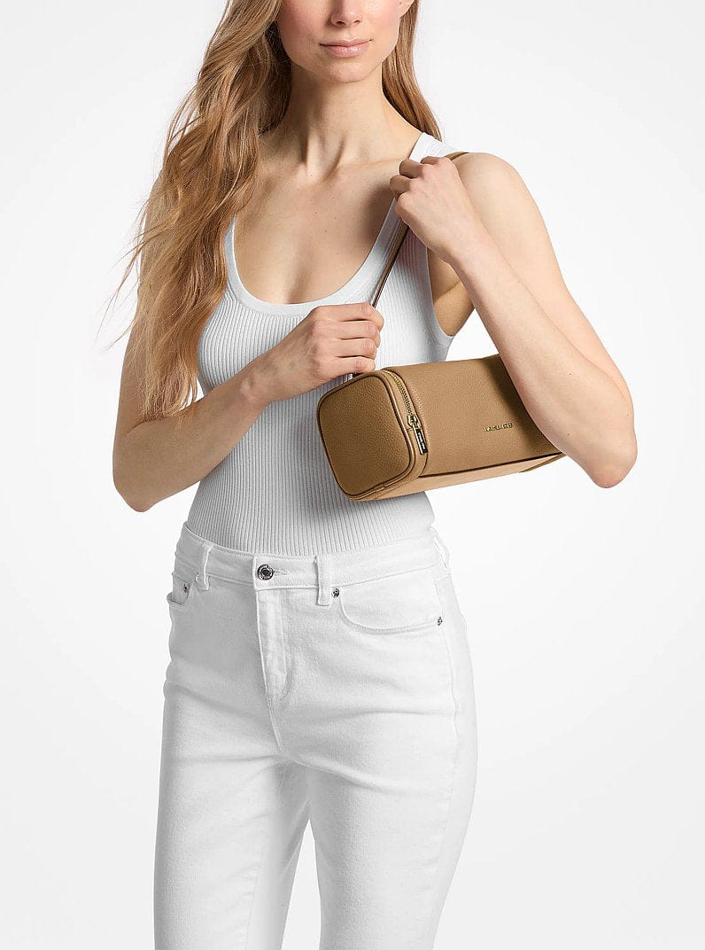 Michael Kors Jet Set Travel Small Pebbled Leather Convertible Crossbody Bag Camel