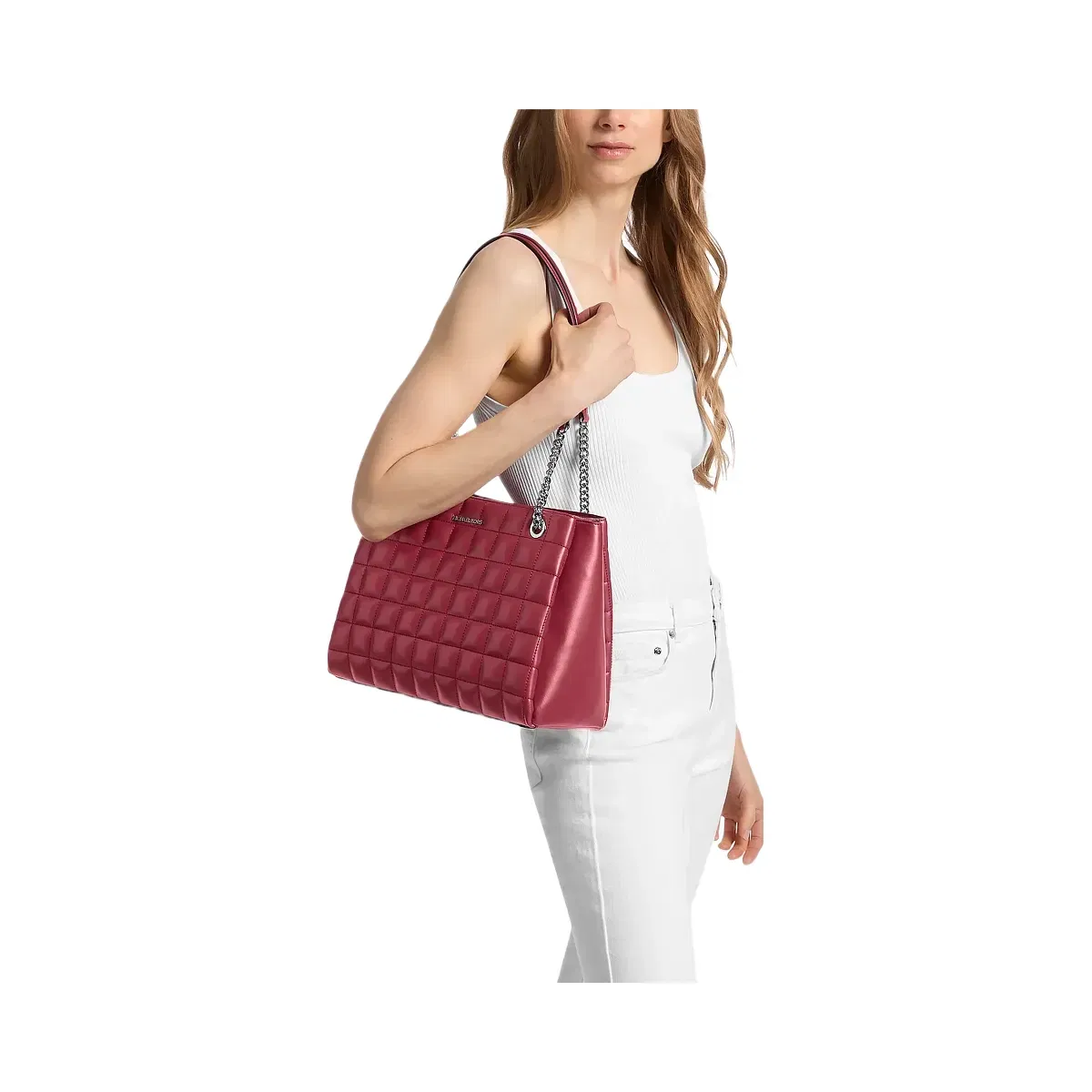 Michael Kors Soho Medium Quilted Tote Bag Maroon