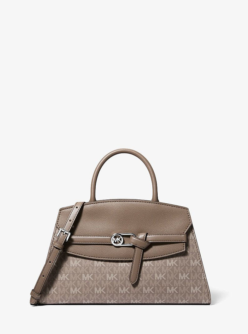 Michael Kors Greta Medium Signature Logo Satchel Mushroom