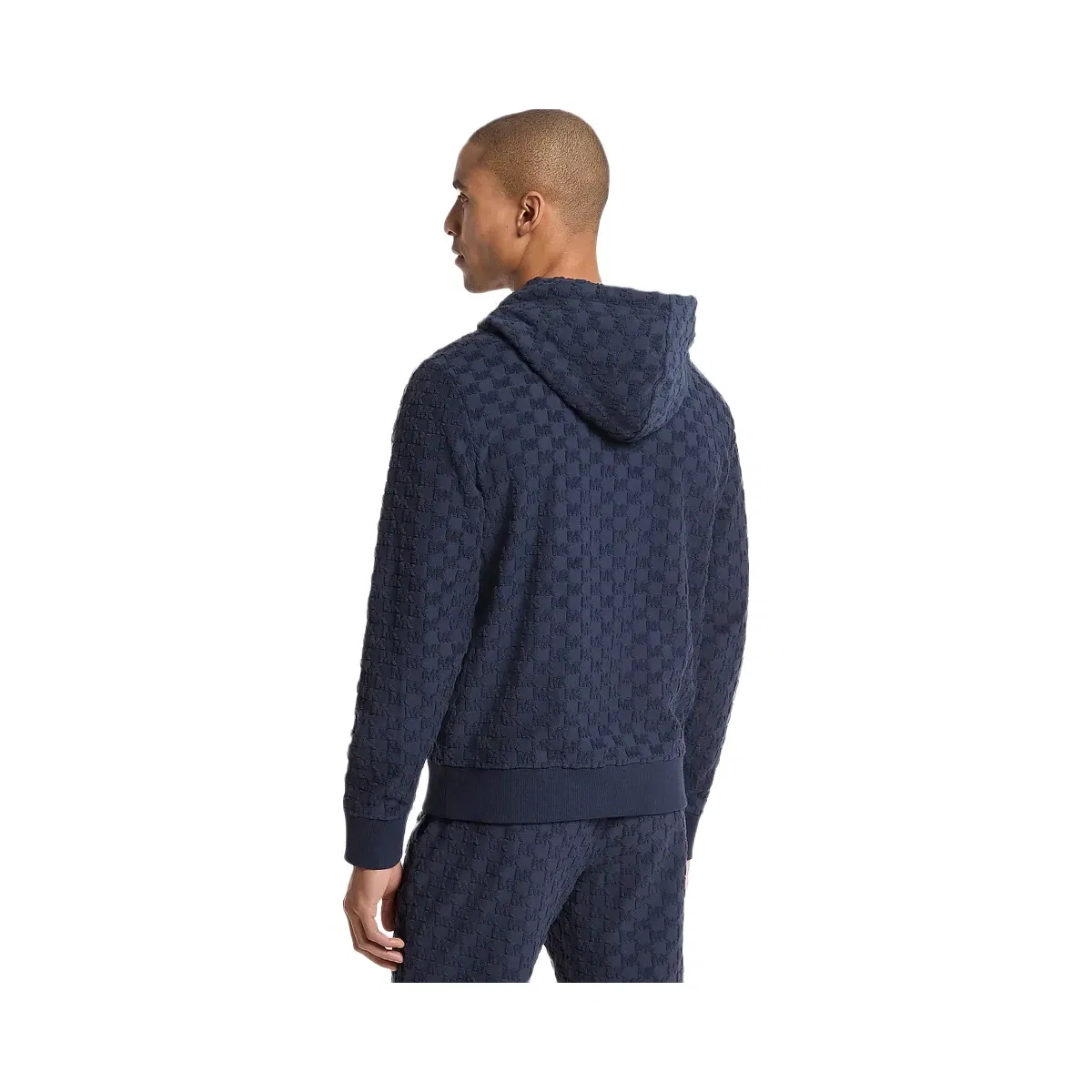 Michael Kors Logo Jacquard Terry Zip-Up Hoodie Midnight
