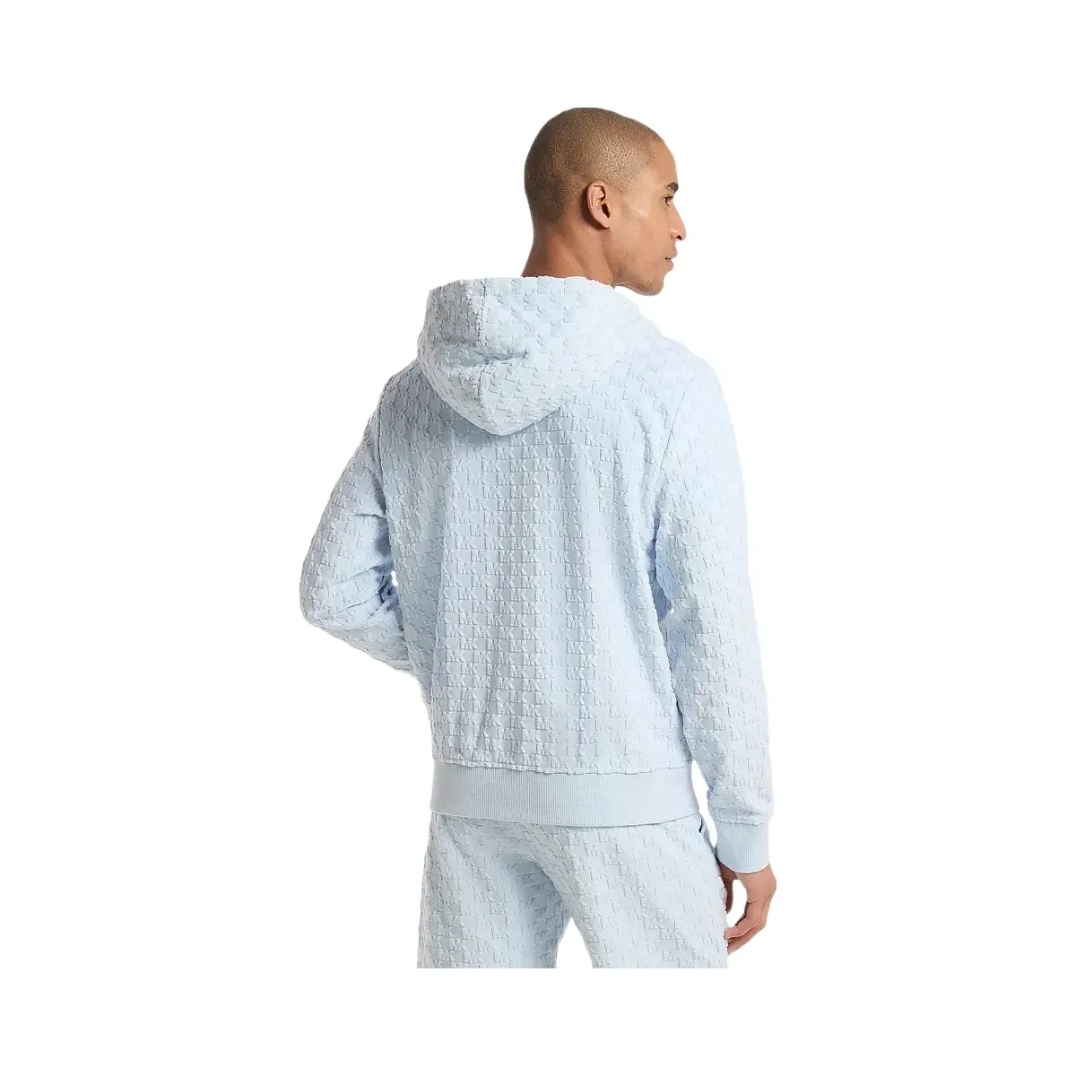 Michael Kors Logo Jacquard Terry Zip-Up Hoodie Pastel Blue