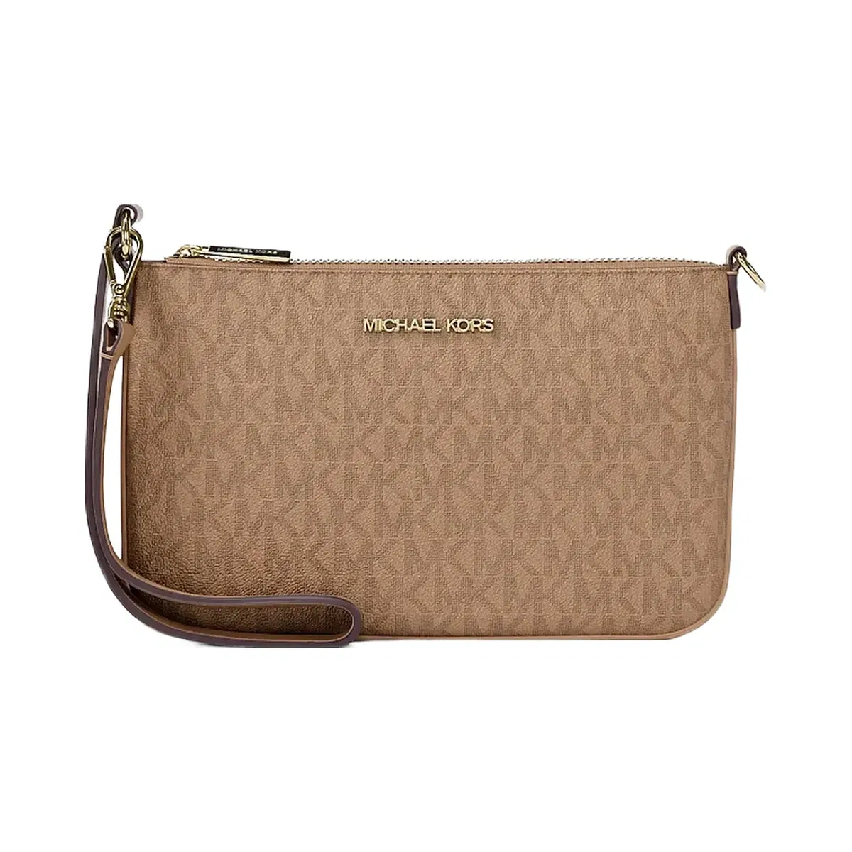 Michael Kors Jet Set Small Signature Logo Convertible Wristlet Camel