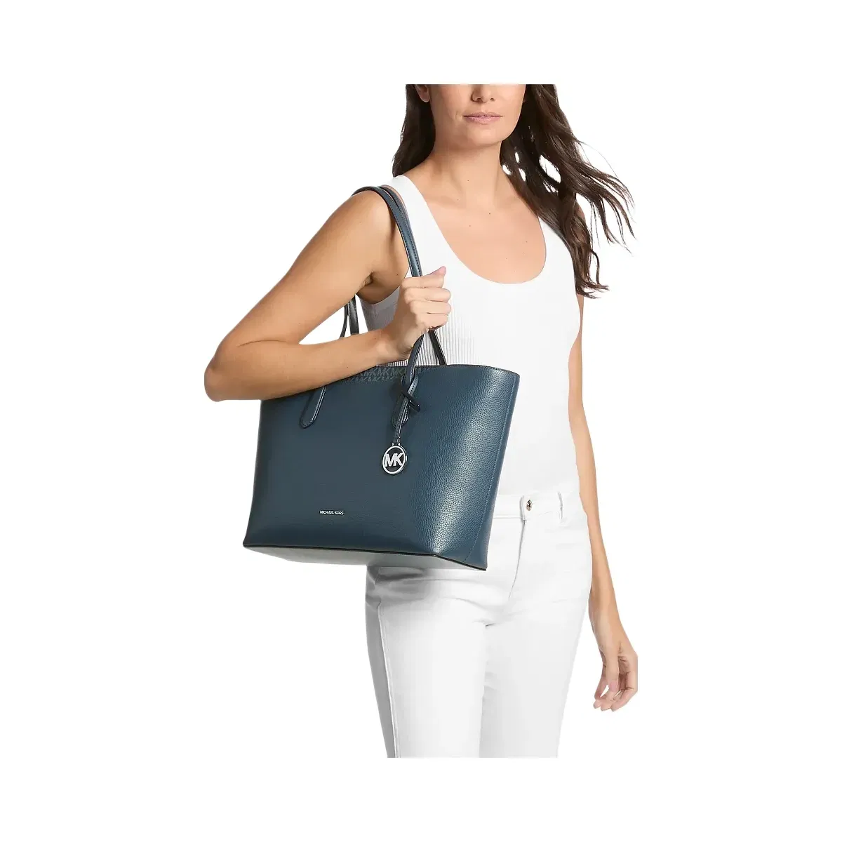 Michael Kors Arden Large Pebbled Leather Tote Bag Admiral