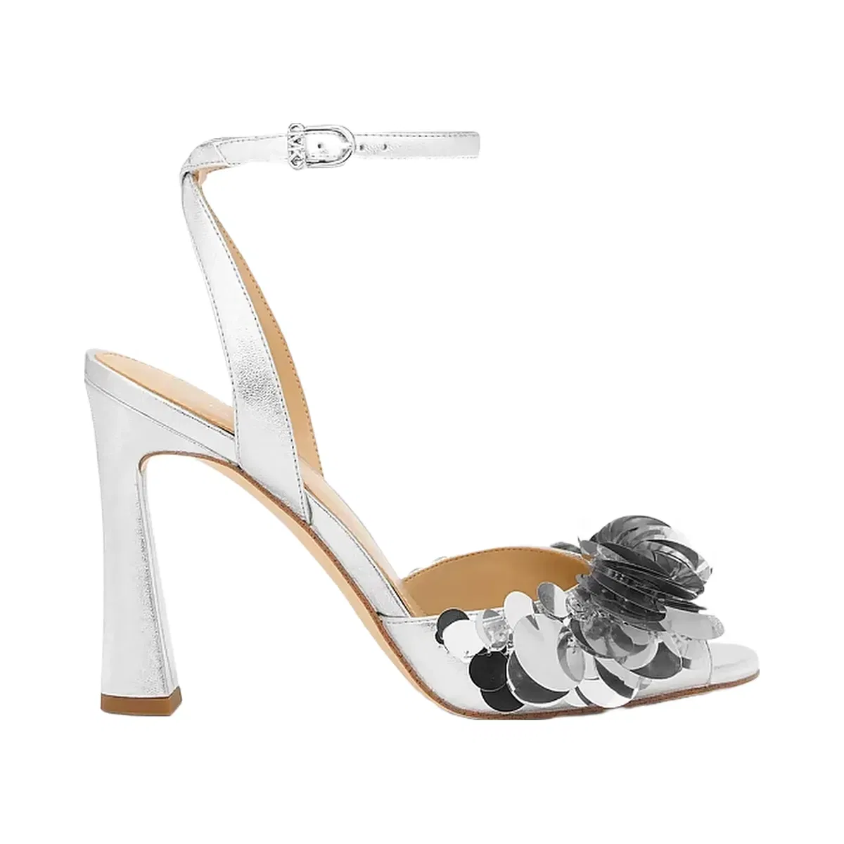 Michael Kors Loretta Sequin Embellished Metallic Sandal Silver