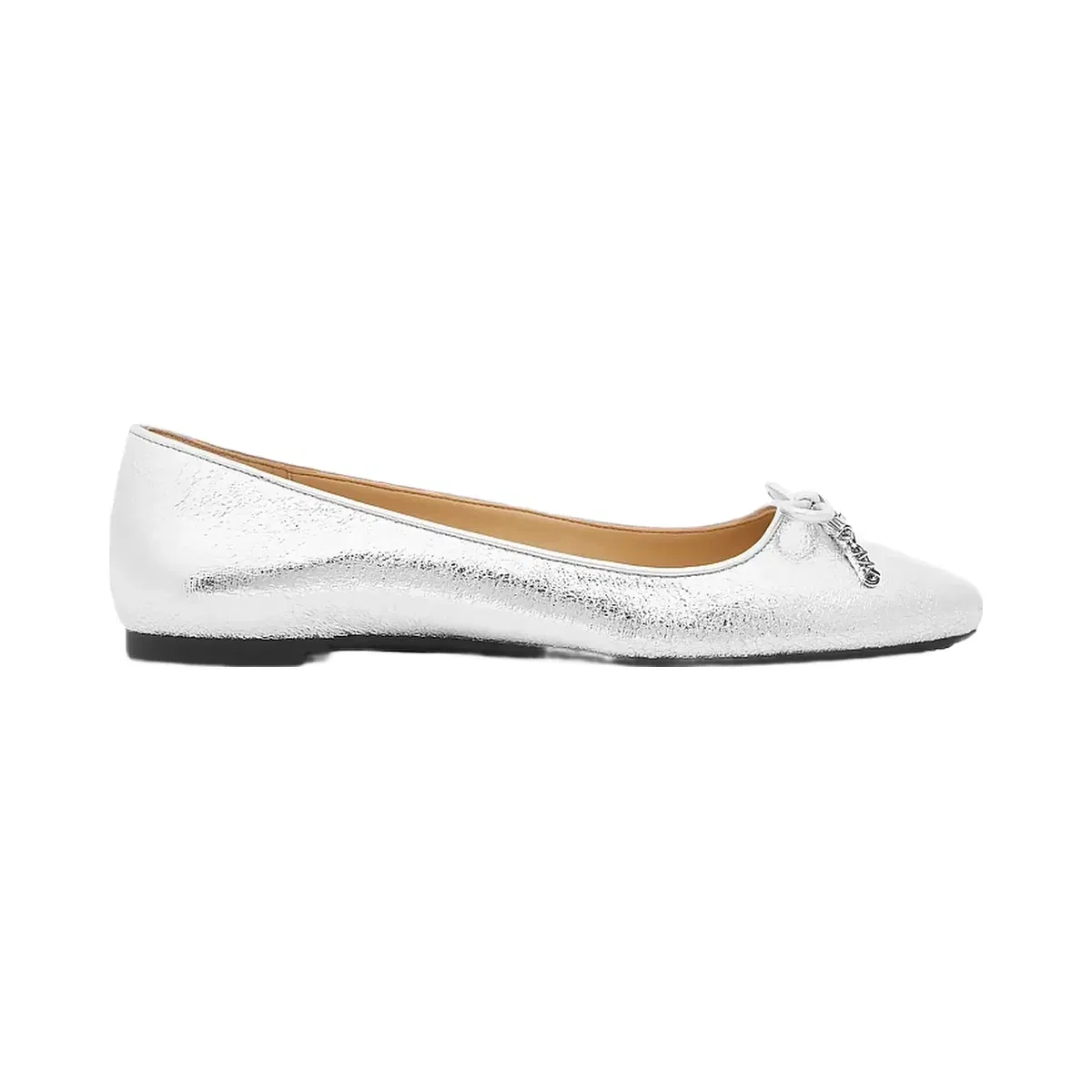 Michael Kors Nori Flex Metallic Leather Ballet Flat Silver