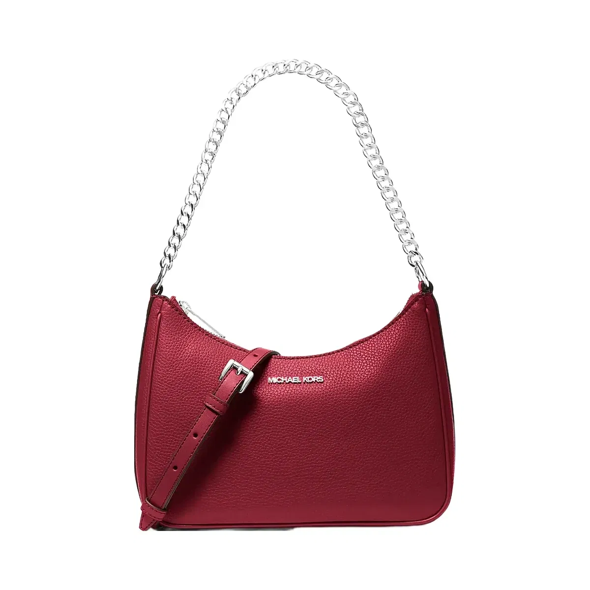 Michael Kors Jet Set Large Pebbled Leather Convertible Crossbody Bag Maroon