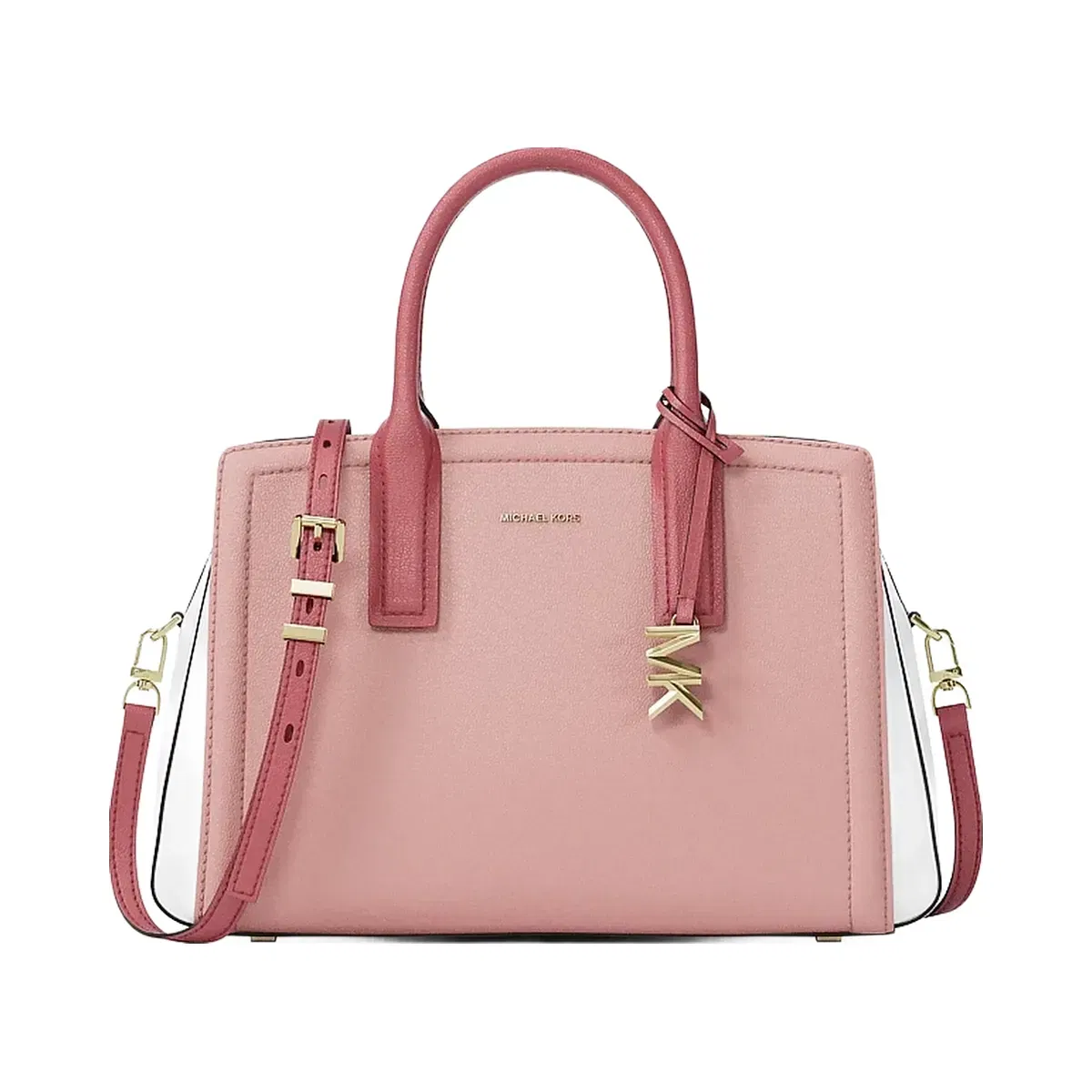 Michael Kors Laila Medium Color-Block Pebbled Leather Satchel Primrose Multi