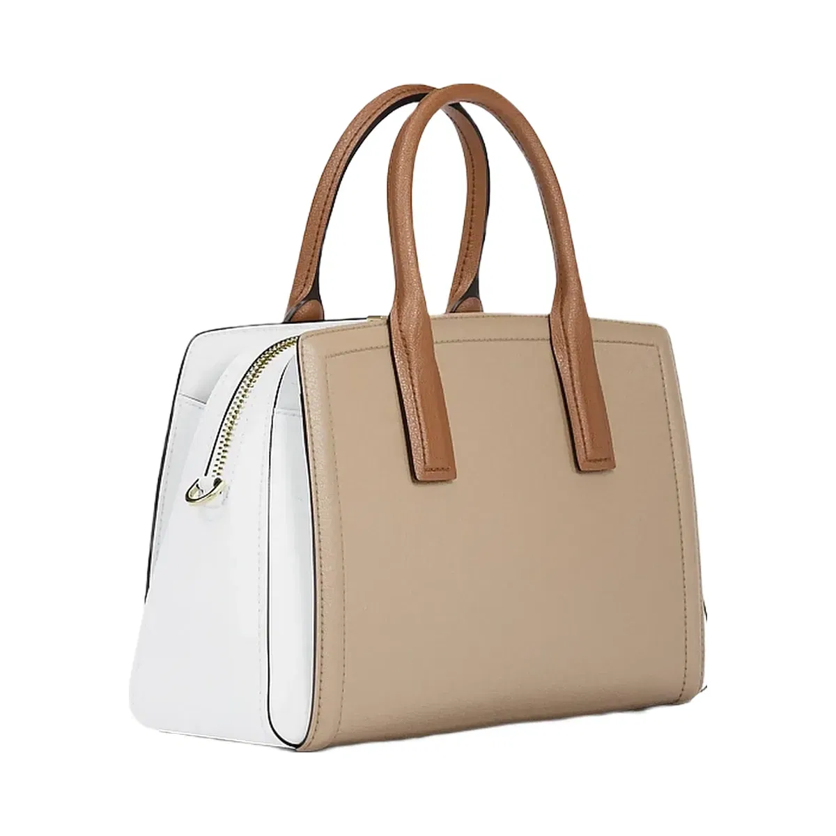 Michael Kors Laila Medium Color-Block Pebbled Leather Satchel Khaki Multi