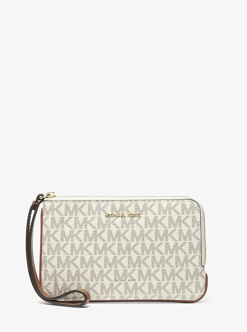 Michael Kors Jet Set Travel Small Signature Logo Wristlet Vanilla