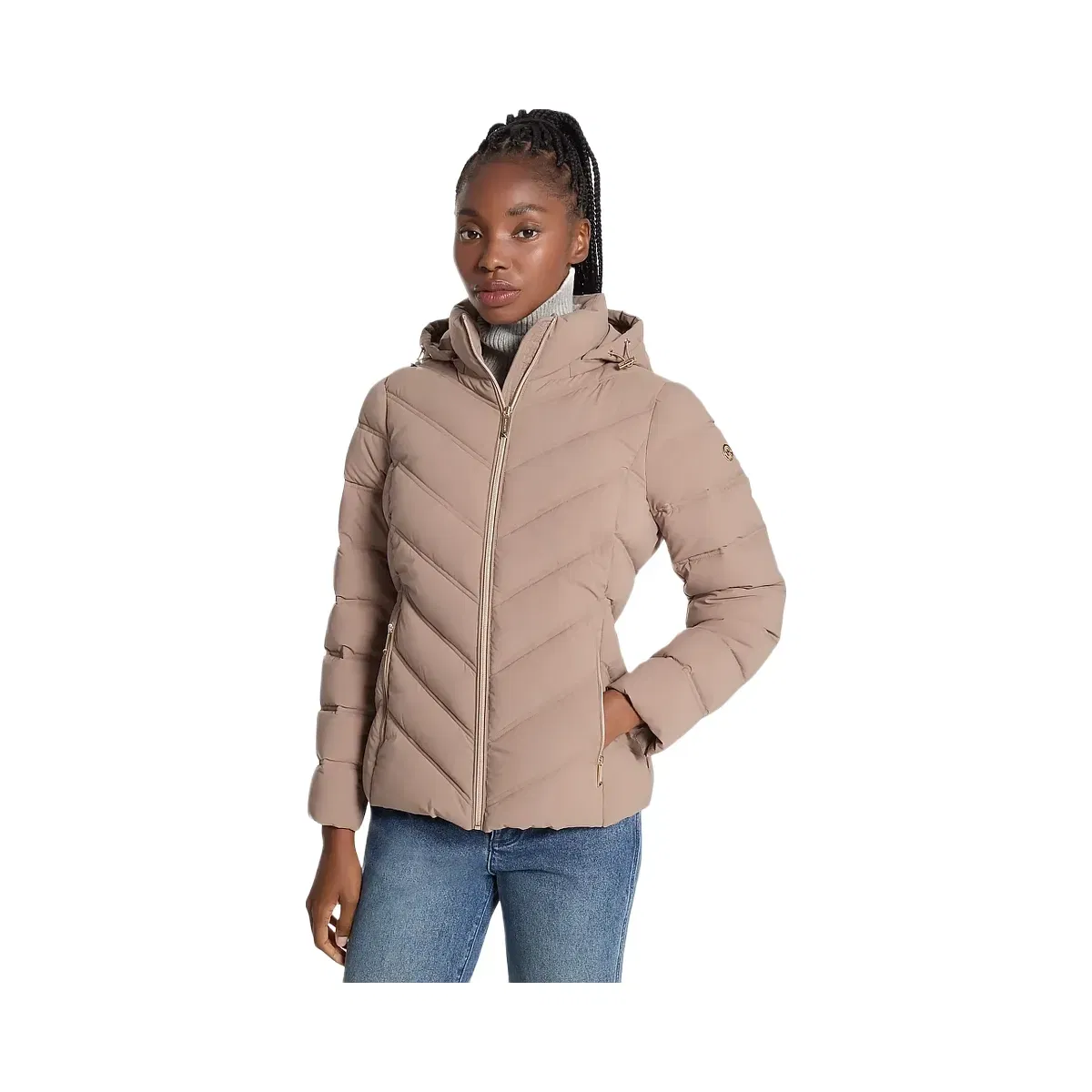 Michael Kors Packable Quilted Puffer Jacket Taupe