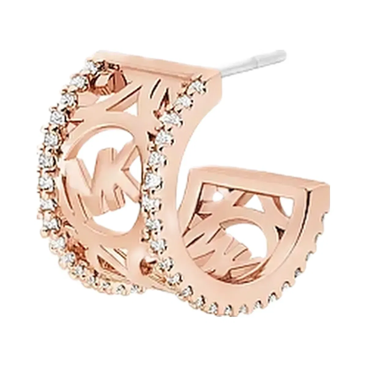 Michael Kors Pavé Perforated Logo Huggie Earrings Rose Gold