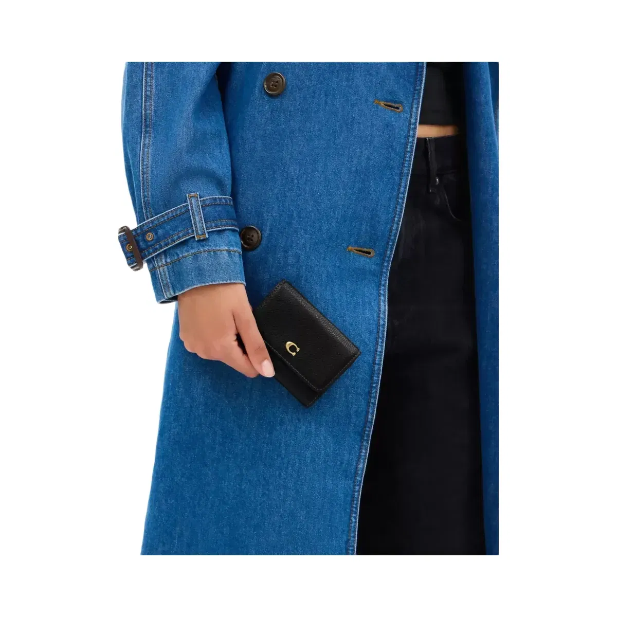 Coach Essential Flap Card Case in Brass Black