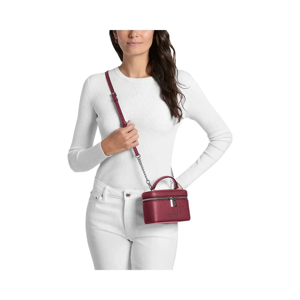 Michael Kors Vivi Small Vanity Crossbody Bag Maroon