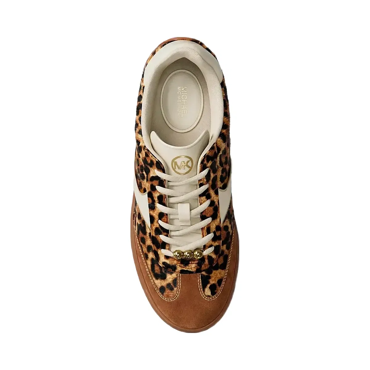 Michael Kors Benny Leopard Print Calf Hair Sneaker Dk Camel Mlt