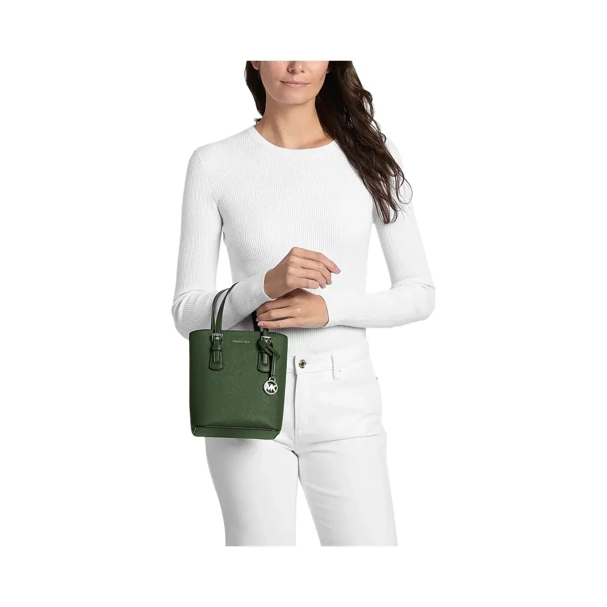 Michael Kors Voyager Extra-Small Leather Convertible Crossbody Bag Amazon Green