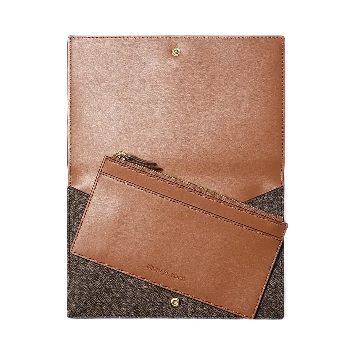 Michael Kors Jet Set Travel Signature Logo 2-in-1 Clutch Brown