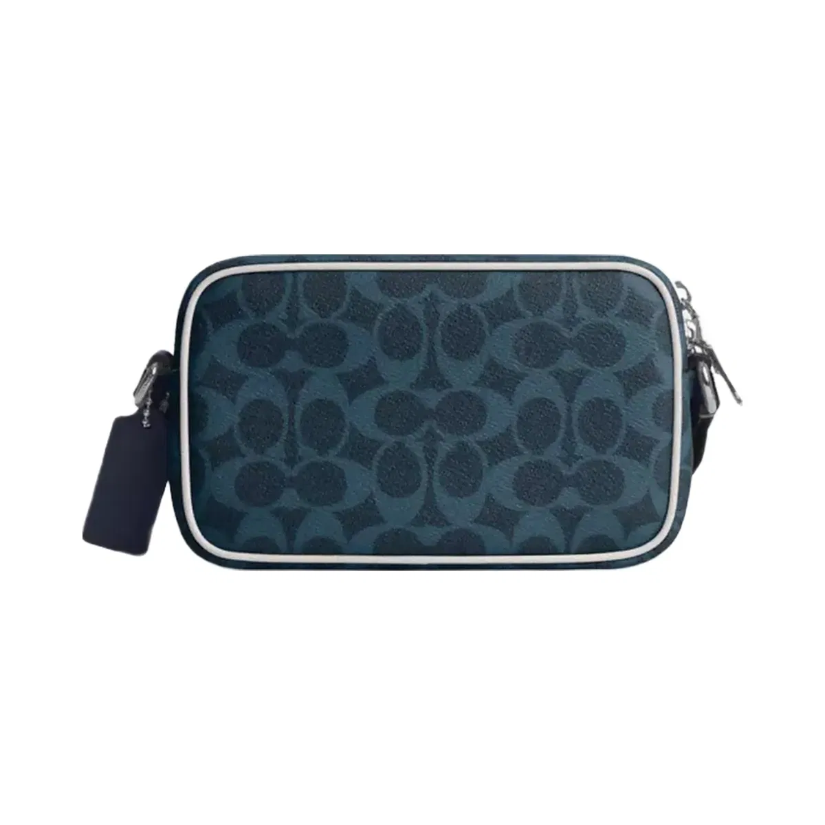 Coach Colton Crossbody Bag 19 In Signature Canvas With Coach Graphic in Silver Ink Blue