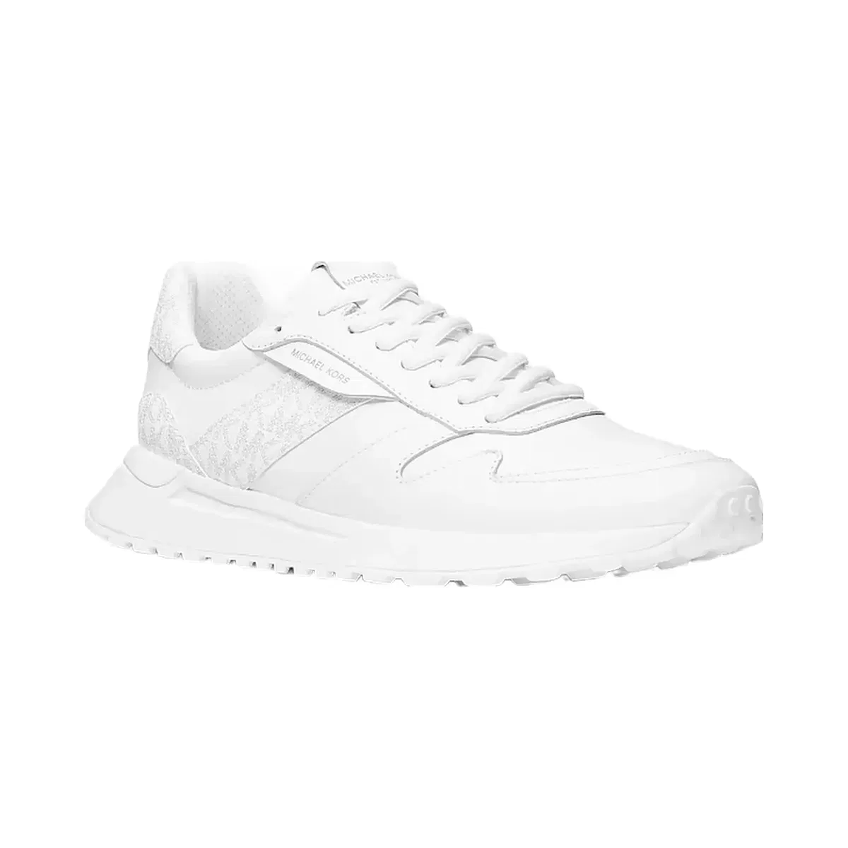Michael Kors Dax Pebbled Leather and Logo Trainer Bright Wht
