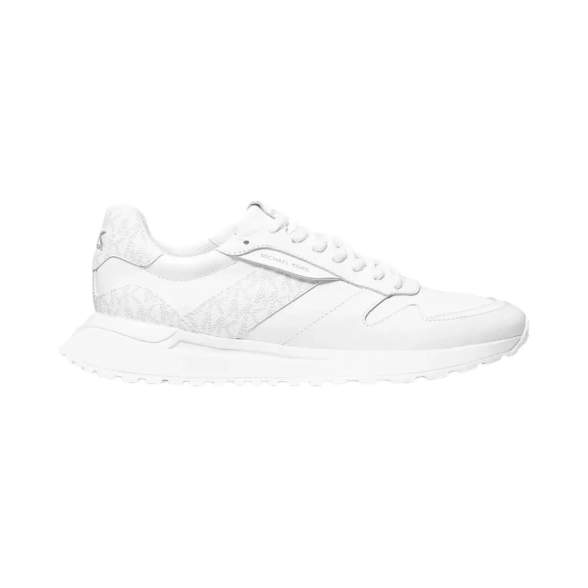 Michael Kors Dax Pebbled Leather and Logo Trainer Bright Wht