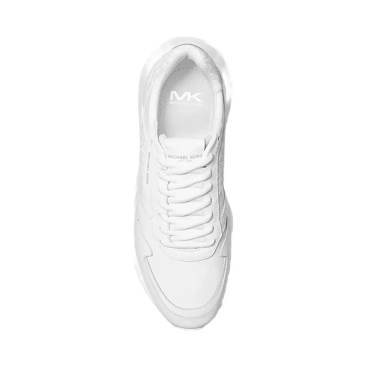 Michael Kors Dax Pebbled Leather and Logo Trainer Bright Wht