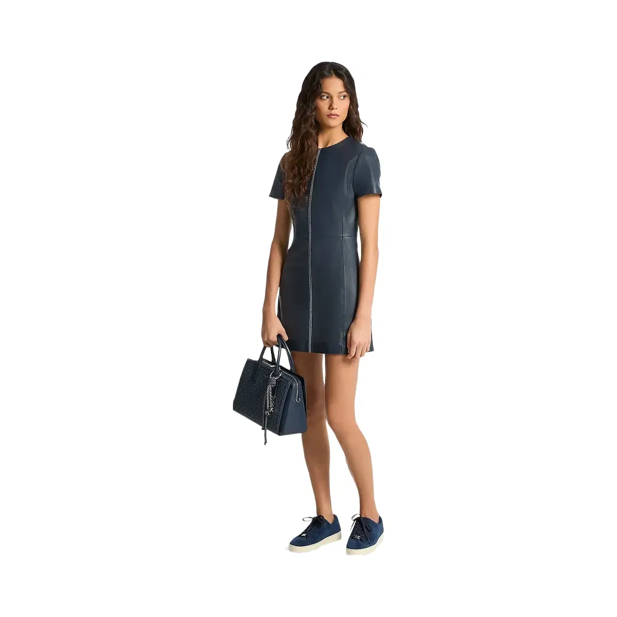 Michael Kors Leather Mini Dress Midnightblue