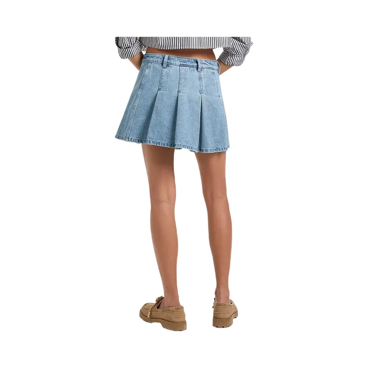 Michael Kors Pleated Denim Mini Skirt Horizonwash