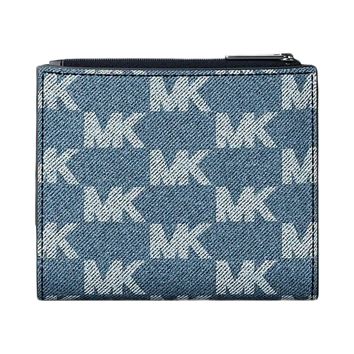 Michael Kors Cooper Medium Logo Jacquard Denim Zip Wallet Medium Blue Wash