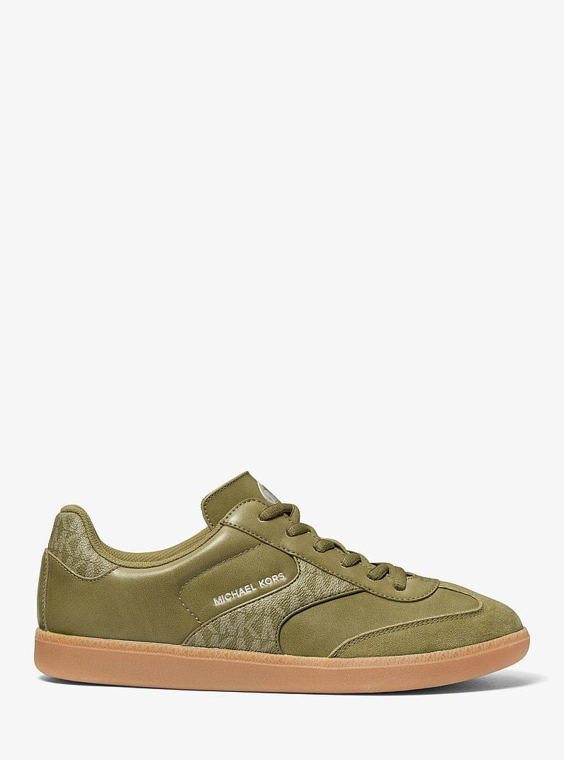 Michael Kors Benny Mixed-Media Sneaker Oregano