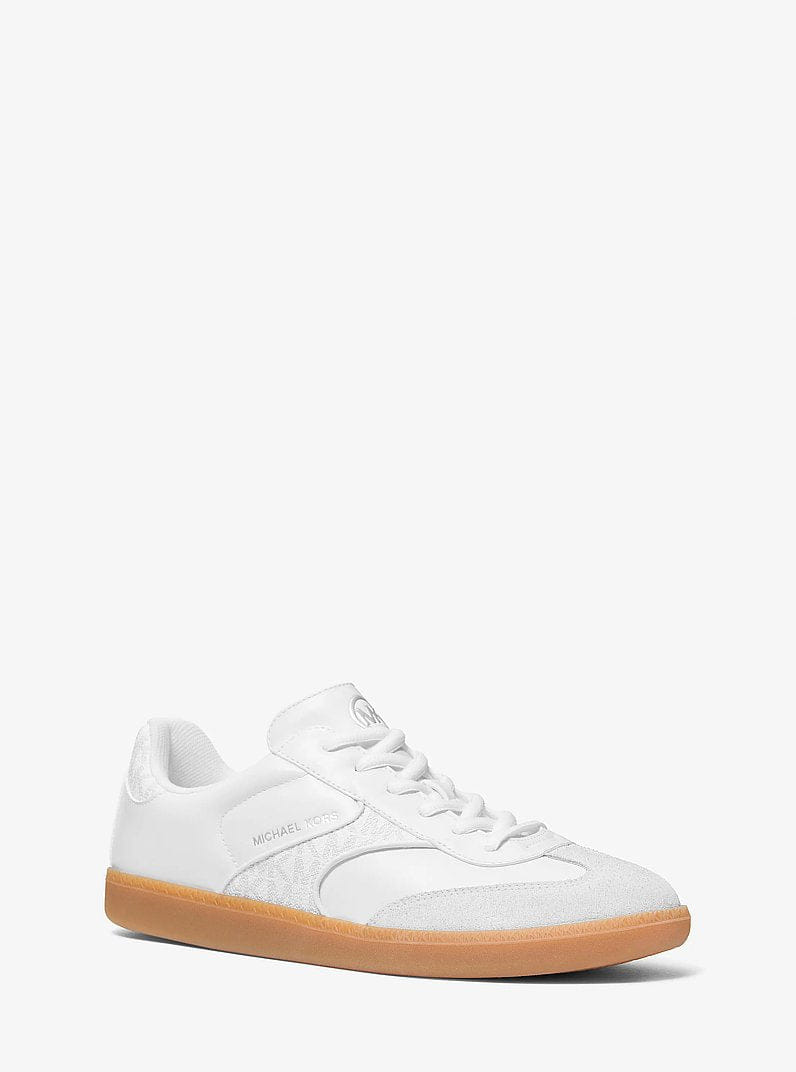 Michael Kors Benny Mixed-Media Sneaker Optic White