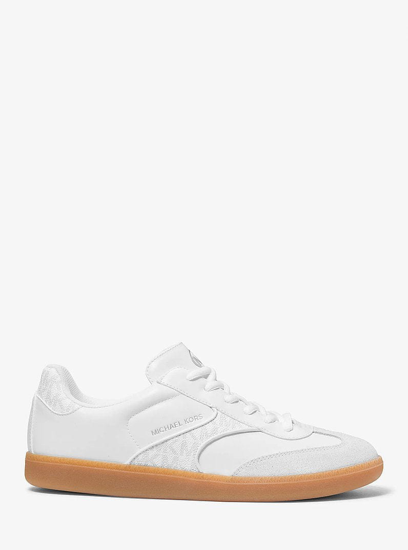 Michael Kors Benny Mixed-Media Sneaker Optic White