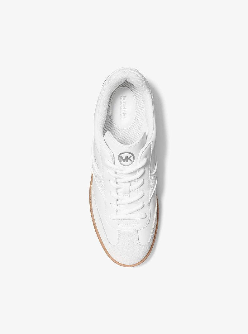 Michael Kors Benny Mixed-Media Sneaker Optic White