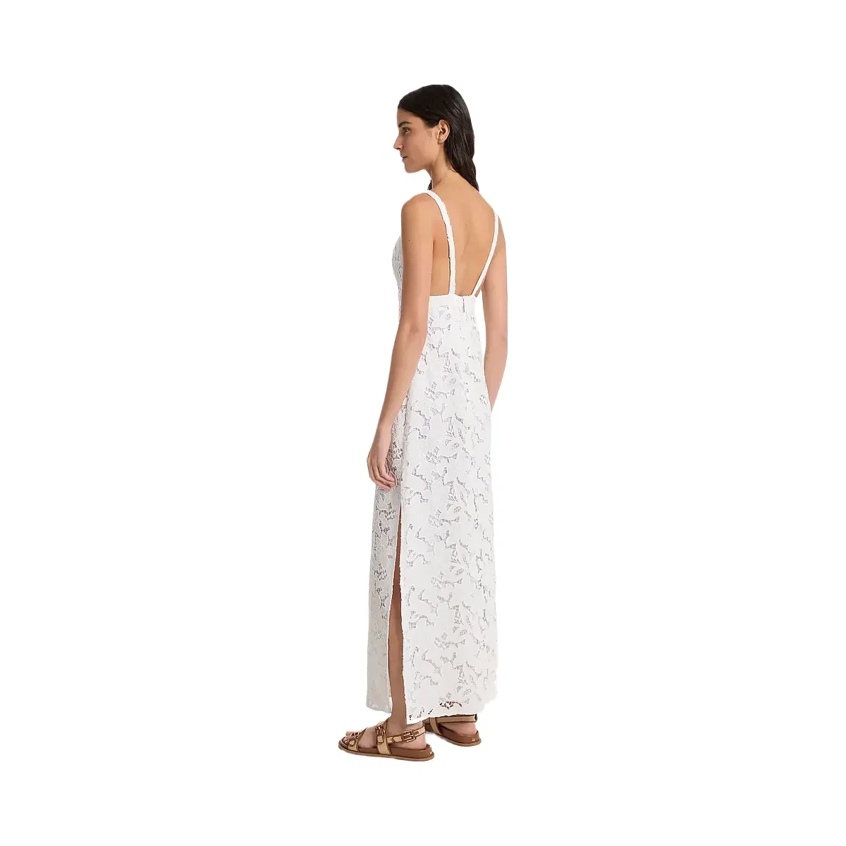 Michael Kors Corded Floral Lace Maxi Dress White