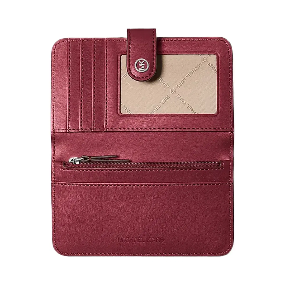 Michael Kors Jet Set Travel Medium Pebbled Leather Wallet Maroon