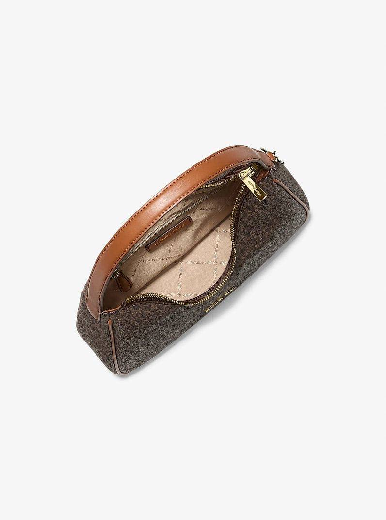 Michael Kors Nayla Small Signature Logo Hobo Shoulder Bag Brown