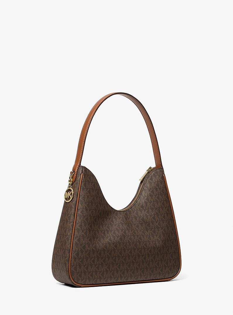 Michael Kors Nayla Small Signature Logo Hobo Shoulder Bag Brown