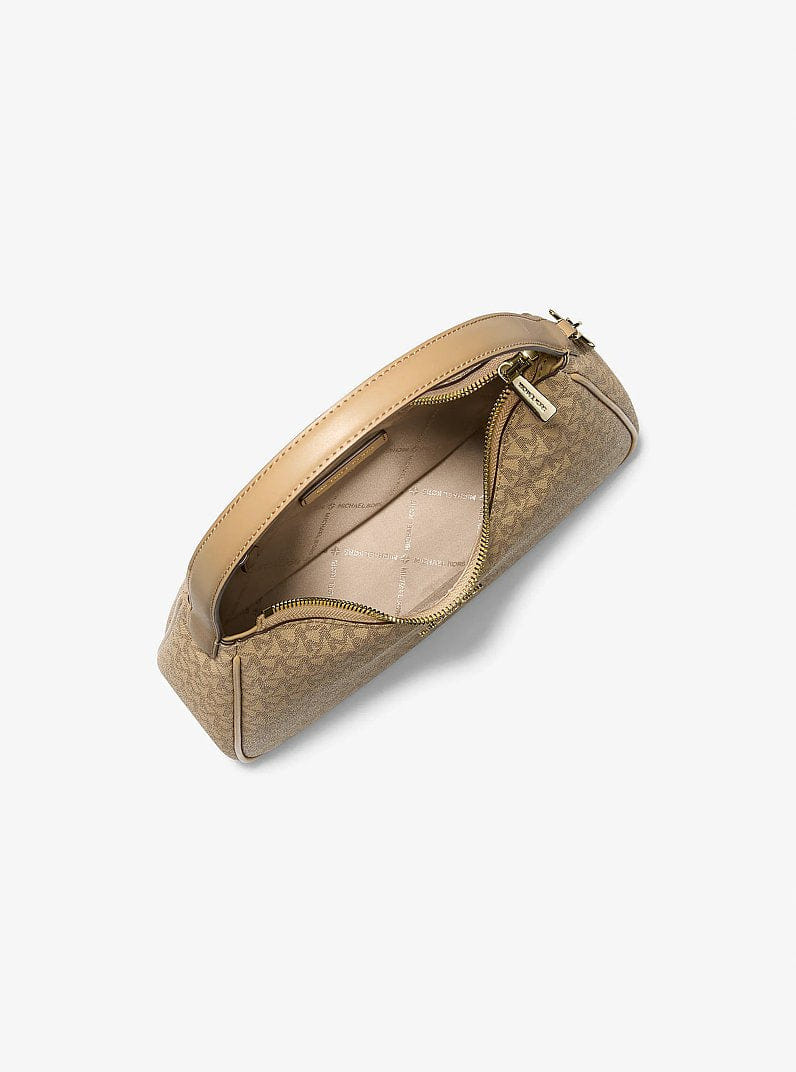 Michael Kors Nayla Small Signature Logo Hobo Shoulder Bag Camel