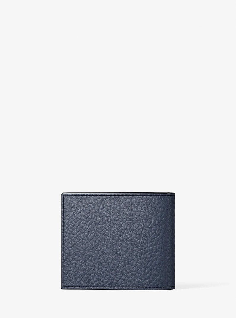 Michael Kors Pebbled Leather Billfold Wallet and Signature Logo Card Case Gift Set Navy