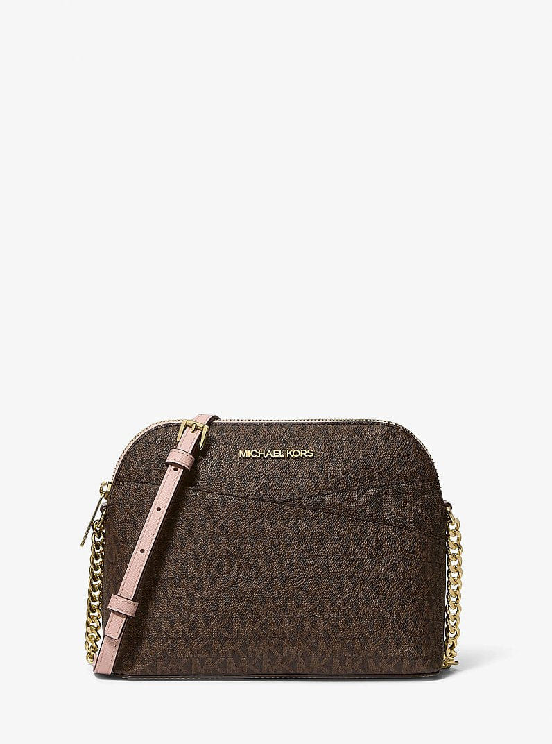 Michael Kors Jet Set Travel Medium Logo Dome Crossbody Bag Powder Blush
